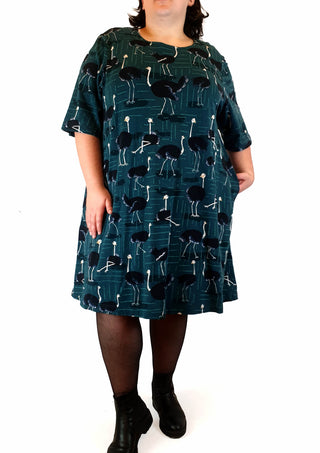 Jericho Road blue-green emu print dress size 20 Jericho Road preloved second hand clothes 3