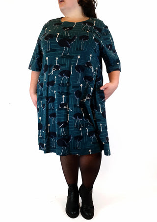 Jericho Road blue-green emu print dress size 20 Jericho Road preloved second hand clothes 4