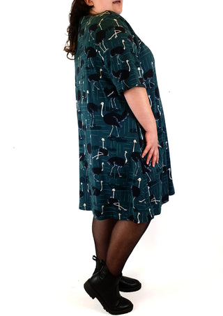 Jericho Road blue-green emu print dress size 20 Jericho Road preloved second hand clothes 6