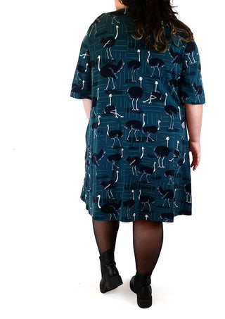 Jericho Road blue-green emu print dress size 20 Jericho Road preloved second hand clothes 8