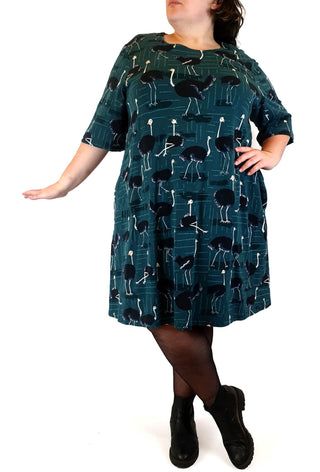 Jericho Road blue-green emu print dress size 20 Jericho Road preloved second hand clothes 2