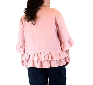 Gordon Smith pink 100% linen 3/4 length sleeve top size20 Gordon Smith preloved second hand clothes 8