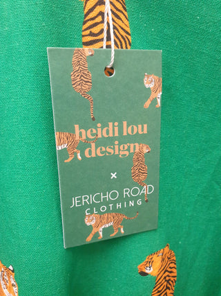 Jericho Road green detroit smock dress with tiger print size 22 Jericho Road preloved second hand clothes 13