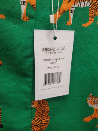 Jericho Road detroit cropped green tiger print top size 20 Jericho Road preloved second hand clothes 12