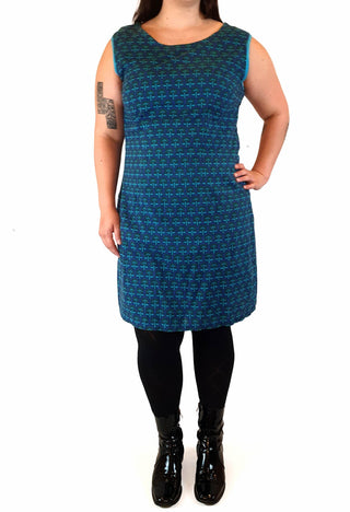 Karma East blue print sleeveless dress size XXL (small fit, best fits size 14-16) Karma East preloved second hand clothes 1
