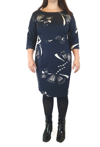 Frock Me Out navy print half length sleeve dress size 16 Frock Me Out preloved second hand clothes 1