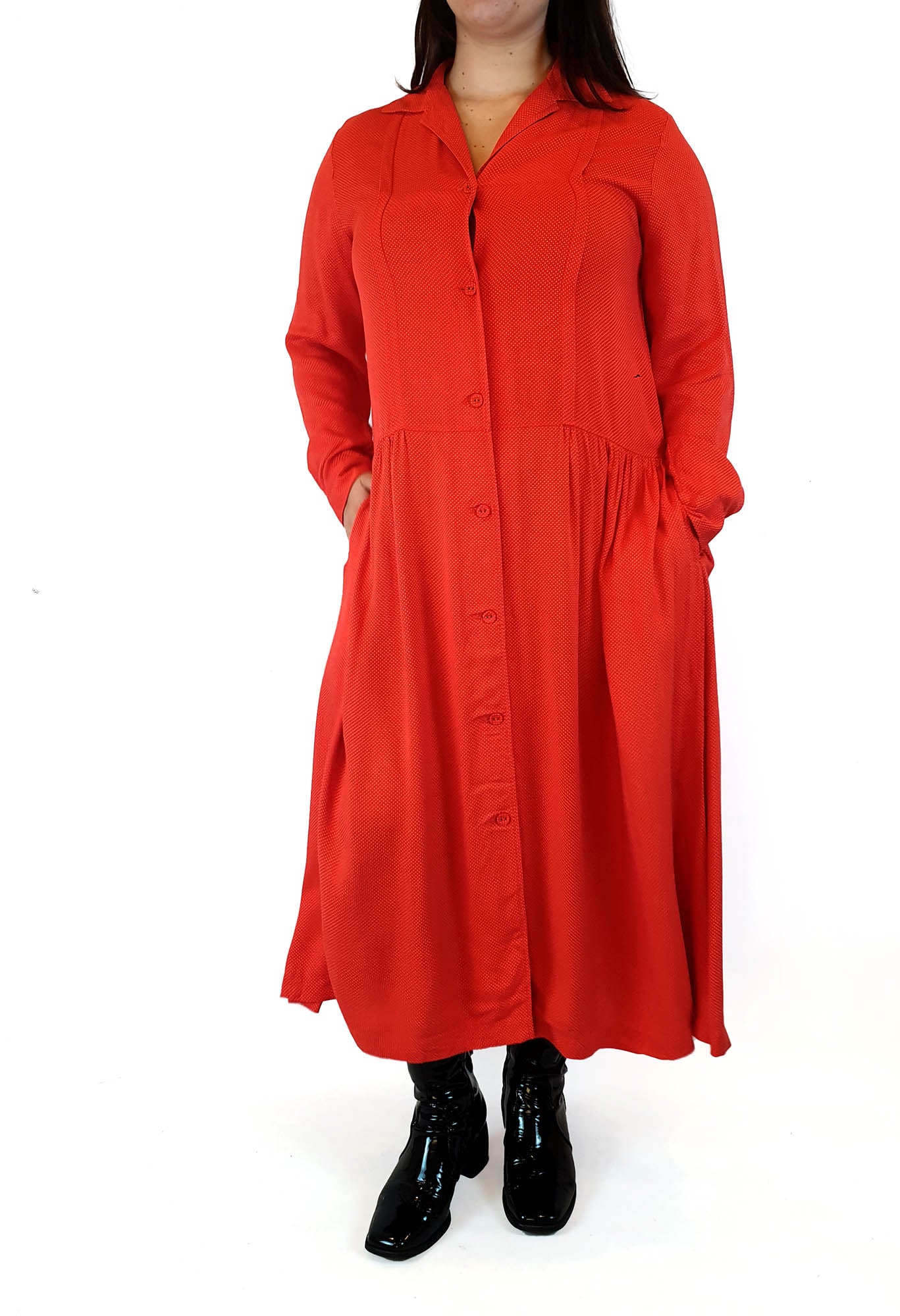 Ines De La Fressange x Uniqlo red dotty long sleeve maxi dress size L –  Dear Little Panko