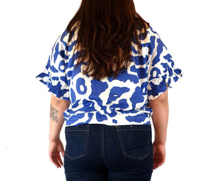 Gorman + Mireia Ruiz blue and white print top size 14 Gorman preloved second hand clothes 8