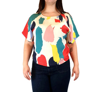 Gorman colourful 100% silk paint splodge print top size L Gorman preloved second hand clothes 2
