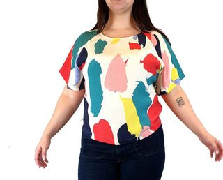 Gorman colourful 100% silk paint splodge print top size L Gorman preloved second hand clothes 3