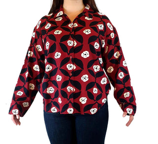 Marimekko x Uniqlo red print long sleeve shirt size L Uniqlo preloved second hand clothes 2