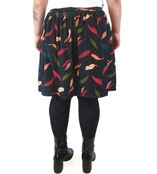 Rummage Style black cord skirt with cute leaf print size 14 Rummage Style preloved second hand clothes 7