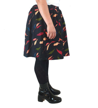 Rummage Style black cord skirt with cute leaf print size 14 Rummage Style preloved second hand clothes 5