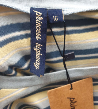 Princess Highway blue-toned striped tee shirt size 16 Princess Highway preloved second hand clothes 8