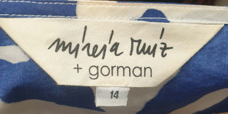 Gorman + Mireia Ruiz blue and white print top size 14 Gorman preloved second hand clothes 9