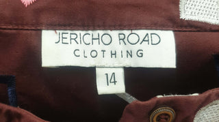 Jericho Road deep red top with cute embroidery detail size 14 Jericho Road preloved second hand clothes 7