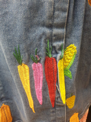 Jericho Road denim top with fabulous vegetable embroydery size 14 Jericho Road preloved second hand clothes 10