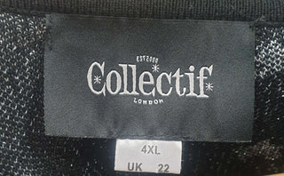 Collectif London black knit half sleeve top with silver stars size 4XL (tiny fit, best fits 14-16) Elm preloved second hand clothes 8