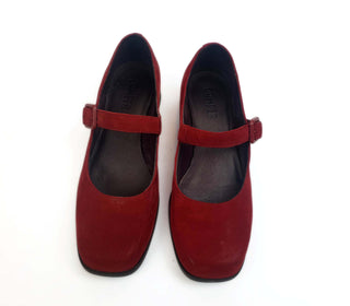 Camper red suede low heeled mary jane style shoes size 36 Camper preloved second hand clothes 3