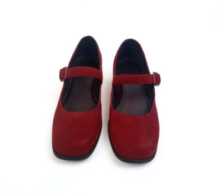 Camper red suede low heeled mary jane style shoes size 36 Camper preloved second hand clothes 4