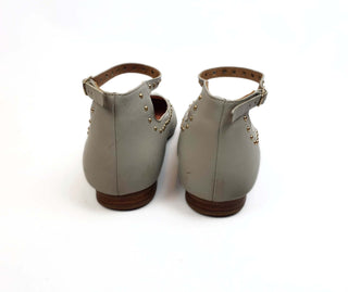 Bared grey leather shoes with ankle strap size 39