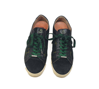 Bared black and gold check suede laceups with green laces size 40 Bared preloved second hand clothes 1