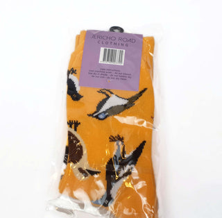 Jericho Road orange ruffle your feather print socks