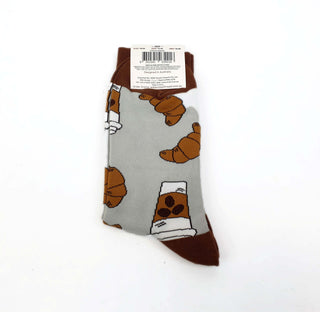 CosyThreads croissant and coffee print socks size AU5-11