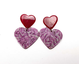 Gorman red and purple heart drop earrings Gorman preloved second hand clothes 2