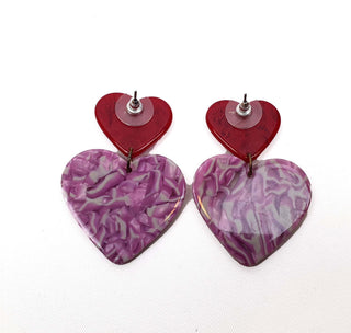 Gorman red and purple heart drop earrings Gorman preloved second hand clothes 4