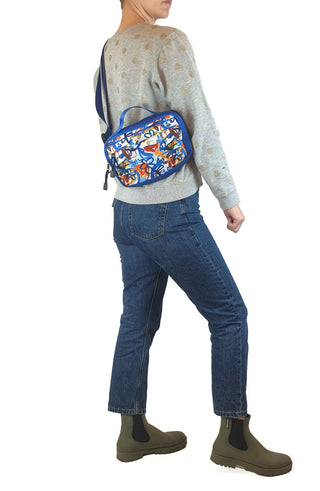 Wolf & Mishka blue floral print cross body bum bag Wolf & Mishka preloved second hand clothes 3