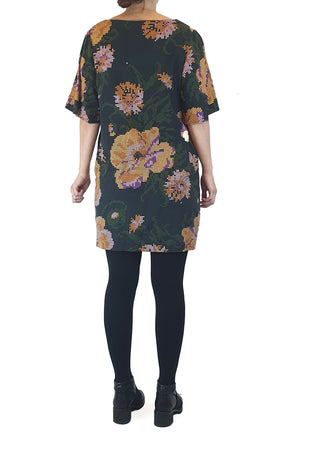Obus black digital look flower print dress size 1 Obus preloved second hand clothes 9