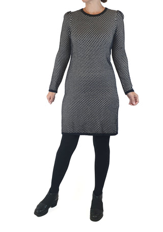 Cos black and white cotton knit dress with long sleeves size XS (best fits sizes 6-8)