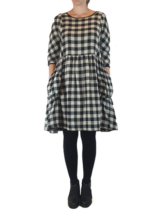 Gorman black and white linen-cotton check print dress size 8 Gorman preloved second hand clothes 4