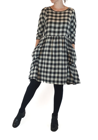 Gorman black and white linen-cotton check print dress size 8 Gorman preloved second hand clothes 5