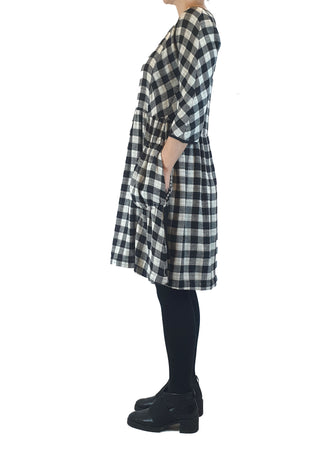 Gorman black and white linen-cotton check print dress size 8 Gorman preloved second hand clothes 7