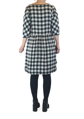 Gorman black and white linen-cotton check print dress size 8 Gorman preloved second hand clothes 10