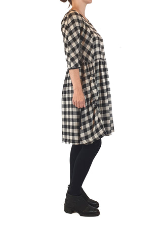 Gorman black and white linen-cotton check print dress size 8 Gorman preloved second hand clothes 8