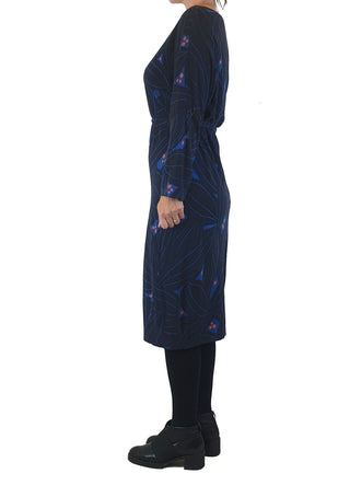 Marimekko navy long sleeve dress with pretty blue and orange print size XS (best fits 8)