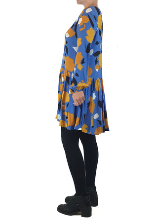 Mister Zimi blue and yellow print long sleeve dress size 8 Mister Zimi preloved second hand clothes 6