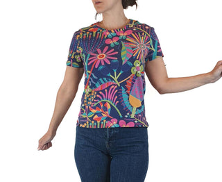 Lordie Dordie colourful print tee shirt size S Lordie Dordie preloved second hand clothes 1