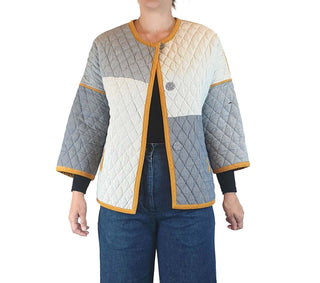 Gorman quilted blue, white and mustard coat size 8 Gorman preloved second hand clothes 5