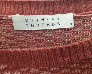 Skin & Threads pink and red knit cotton jumper size 0 Skin & Threads preloved second hand clothes 9