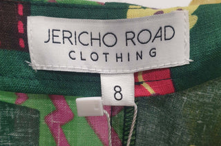 Jericho Road cropped green "crazy cactus" print wrap top size 8 Jericho Road preloved second hand clothes 5