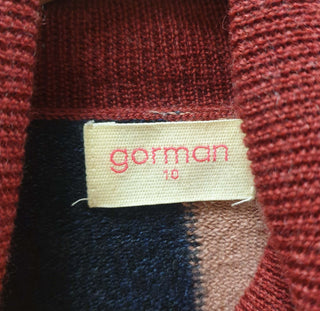 Gorman 100% merino wool pink, red and navy high neck jumper size 10 Gorman preloved second hand clothes 8