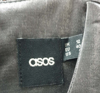 Asos deep grey / platinum metallic shift style dress size UK 12 (best fits AU 10) Asos preloved second hand clothes 8