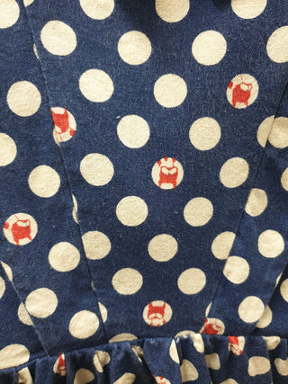 Made590 sleeveless blue and white polka dot dress with dog faces size M (best fits 10) Made590 preloved second hand clothes 9