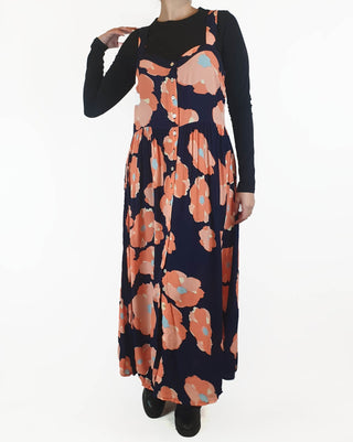 Mister Zimi sleeveless navy and pink floral maxi dress size 10 Mister Zimi preloved second hand clothes 1