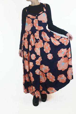 Mister Zimi sleeveless navy and pink floral maxi dress size 10 Mister Zimi preloved second hand clothes 2