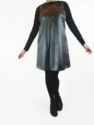 Asos deep grey / platinum metallic shift style dress size UK 12 (best fits AU 10) Asos preloved second hand clothes 2